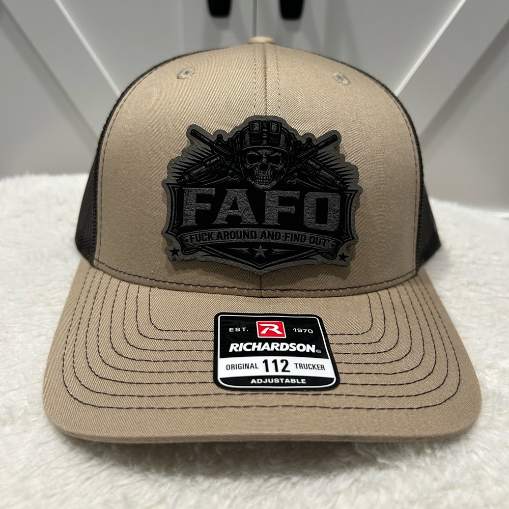Laser Engraved FAFO Richardson 112 Trucker Hat